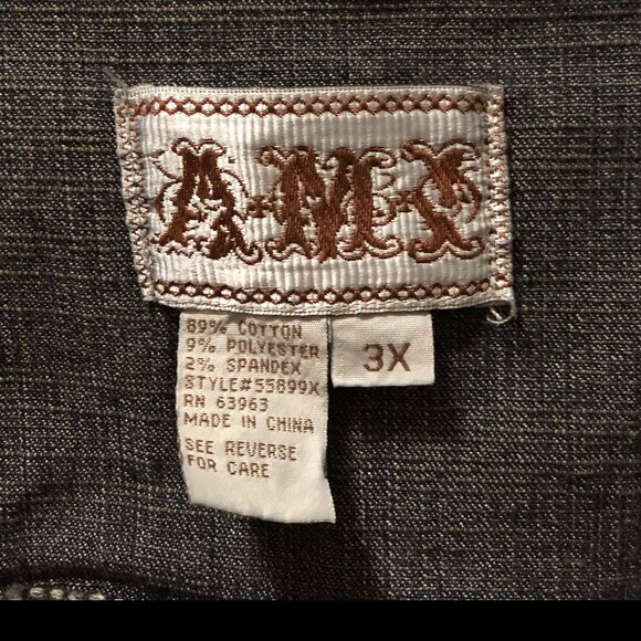 A.M.I. Women's 3X Dark Wash Denim Jacket Grommets 3/4 Sleeve - Picture 3 of 11